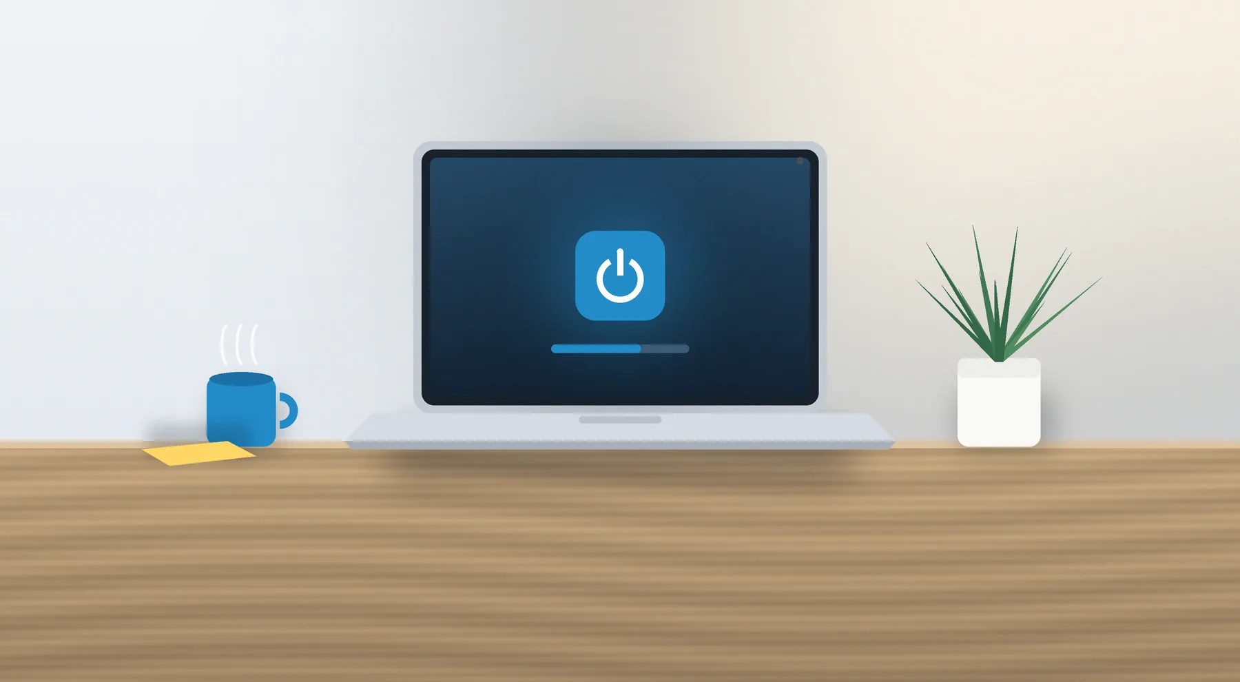 Illustratie van een laptop op een bureau